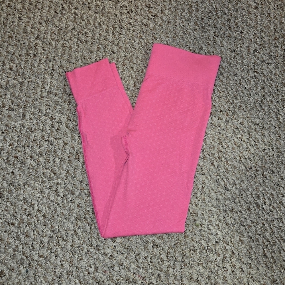 VICTORIA'S SECRET VSX SPORT Leggings PINK Ribbed Knit STRETCH Active Wear